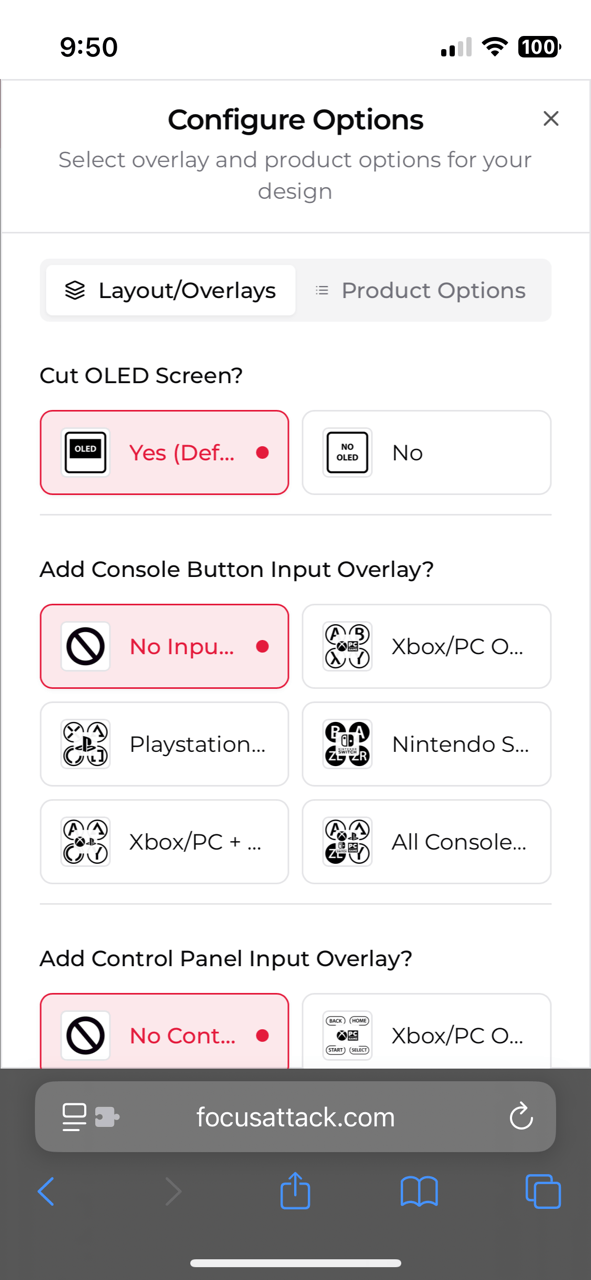 Phone: Configure Options Layout/Overlays