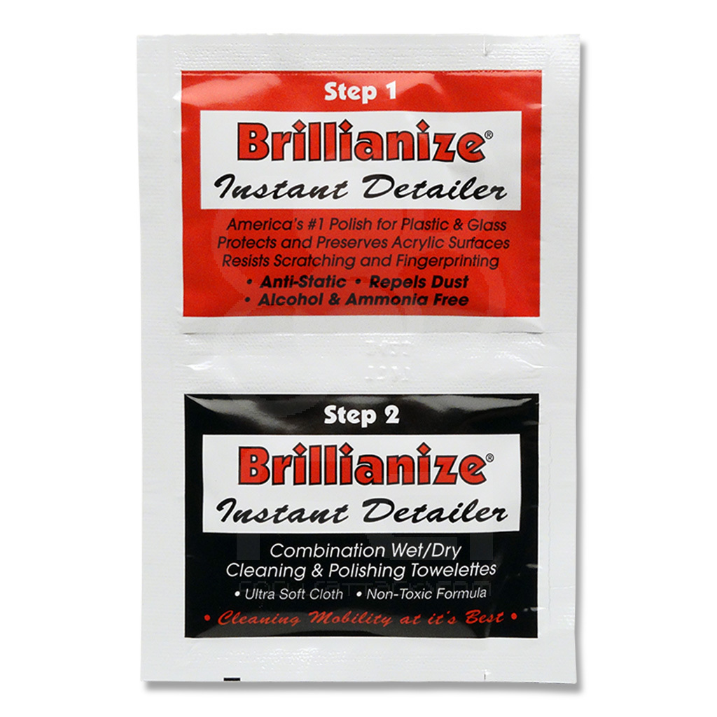 BRILLIANIZE PLASTIC AND GLASS CLEANING KIT WITH MICROSUEDE POLISHING CLOTH  Plastic Sheet